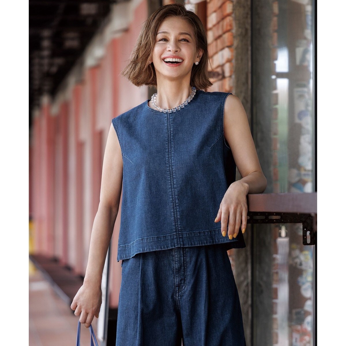 【UVカット/遮熱】UNFILO DENIM LIGHT UNFILO｜【UVカット/遮熱】UNFILO DENIM LIGHT ノースリーブブラウス