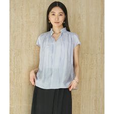 【撥水/接触冷感】ヴィンテージシアー ギャザーブラウス
