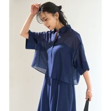 【洗える/接触冷感】ライトシアー クロップドシャツ