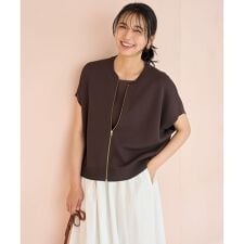 【接触冷感/UVカット】スゴ機能美ニット スリーブレスブルゾン