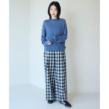 【接触冷感/洗える】シアー オンブレーチェック ワイドパンツ