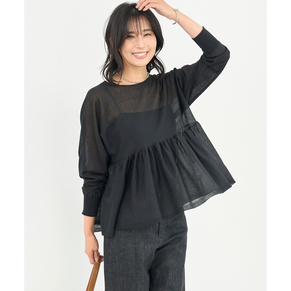 シアー ペプラムニット