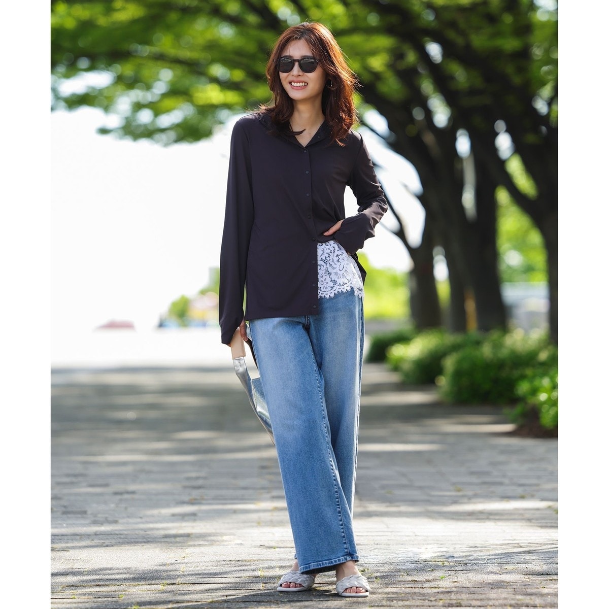 UNFILO DENIM/新色追加】撥水ストレッチ ルーズワイドデニム
