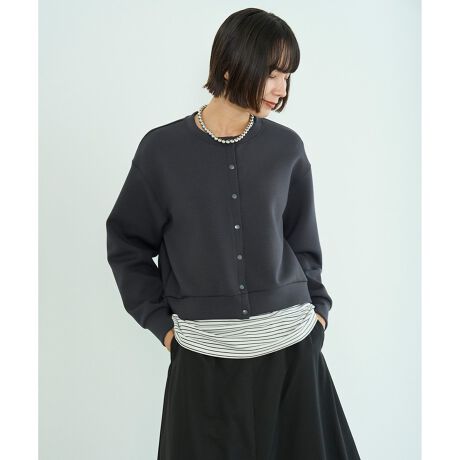 【軽量/ストレッチ】BEAUTY FORM JERSEY スナップカーディガン／アンフィーロ（UNFILO）