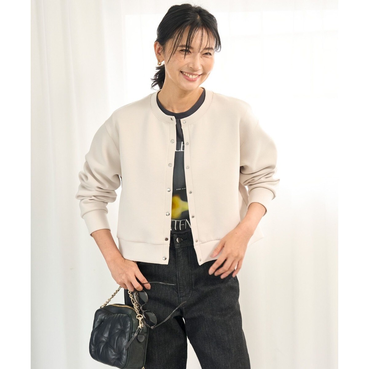 【野呂佳代さん着用/新色追加】BEAUTY FORM JERSEY スナップカーディガン