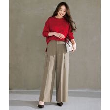 アンフィーロ(UNFILO)の【洗える/ストレッチ】ウールライク カーゴワイドパンツ