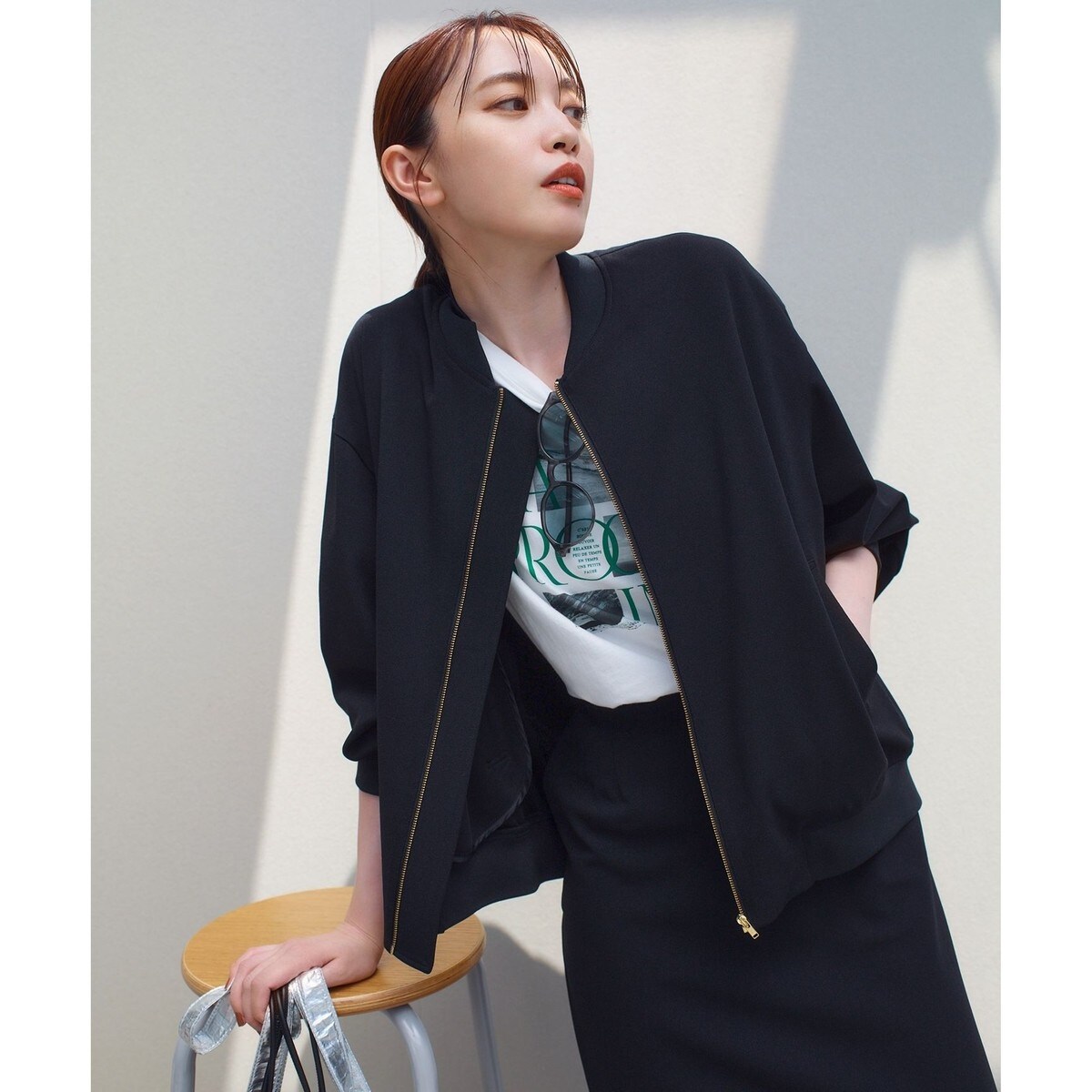 新品unfilo BEAUTY MOVE ヘビロテ ブルゾン M 黒 ストレッチ/シワになりにくい/洗える】BEAUTY MOVE ヘビロテ