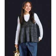 【野呂佳代さん着用】アルパカシャギー ペプラムジレ