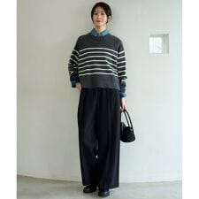 【洗える】ブラッシュドジャージー ワイドパンツ