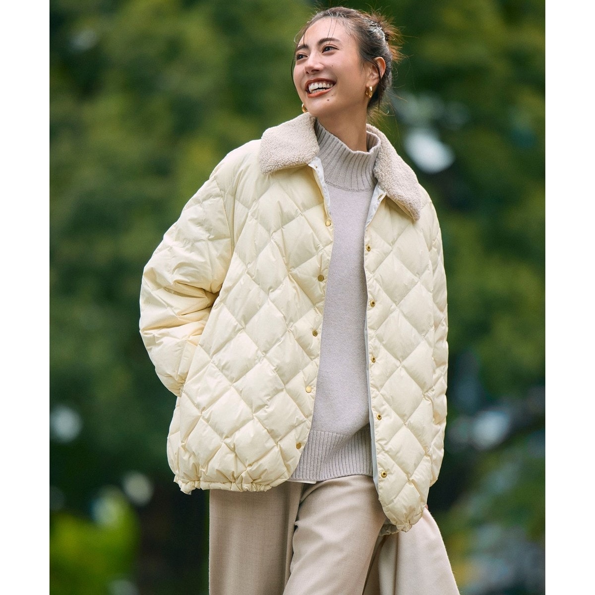 自宅で洗濯OK / ファー襟取り外し可能】TAIONコラボ ボア襟