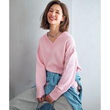 【野呂佳代さん着用】カシミヤブレンド Vネックニット