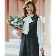 【取り外し可能なボウタイ付き/セレモニー】2WAY ボウタイブラウス