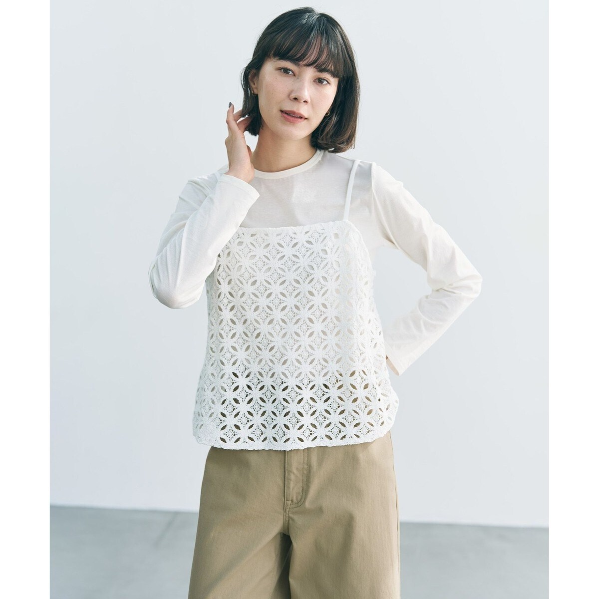 45R レースキャミソールTシャツセット セール】【セットアイテム