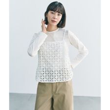【2点セット】ラッセルレース キャミレイヤード Tシャツ