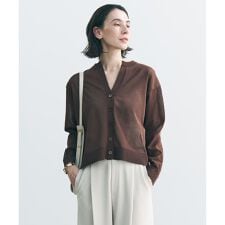 シアーフォルムニット キーネックカーディガン