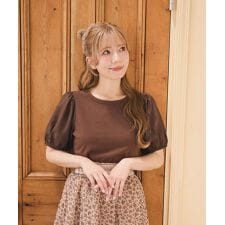 異素材パフスリーブTシャツ