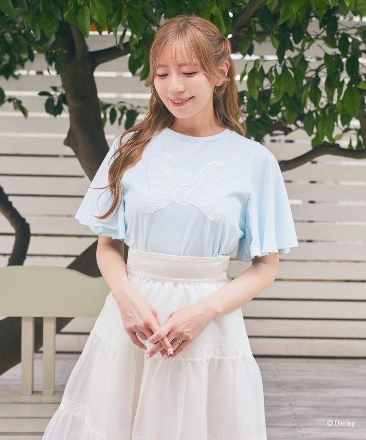 美◎ Rene レース リボン 装飾 フレアスリーブブラウス　日本製 N1162 美◎ Rene レース リボン 装飾 フレアスリーブブラウス 日本製