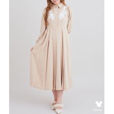 ミッキー／レース付きプリーツシャツワンピース
