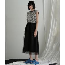 チュール切り替えワンピース