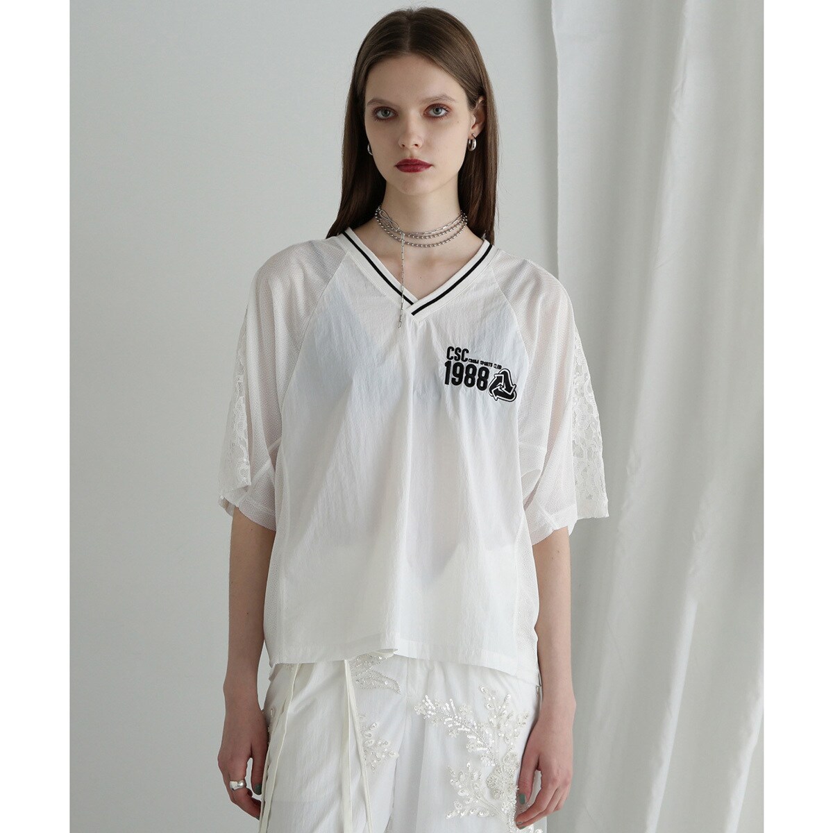 ローズバッド（ROSE BUD）/(OKIRAKU×ROSE BUD)SATIN SLEEVE CUTSAW OKIRAKU×ROSE BUD)SATIN SLEEVE CUTSAW | ローズバッド(ROSE BUD