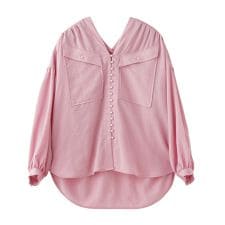 (GENE HEAVENS)COTTON PEARL BUTTON V NECKＳHIRT