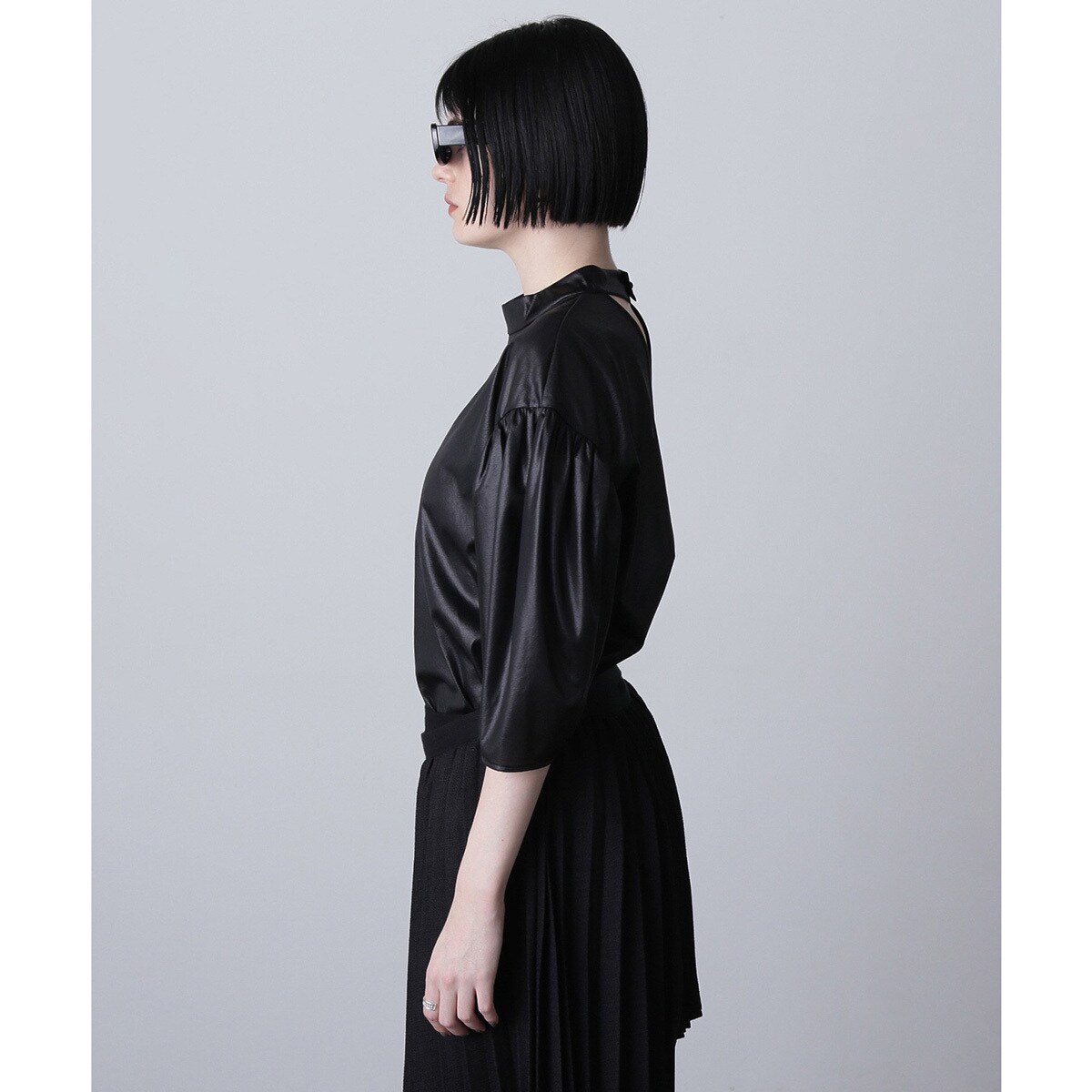 mici)VOLUME SLEEVE TRICOT CHIFFON TOP | ローズバッド(ROSE BUD