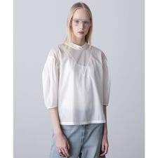 (mici)VOLUME SLEEVE TRICOT CHIFFON TOP