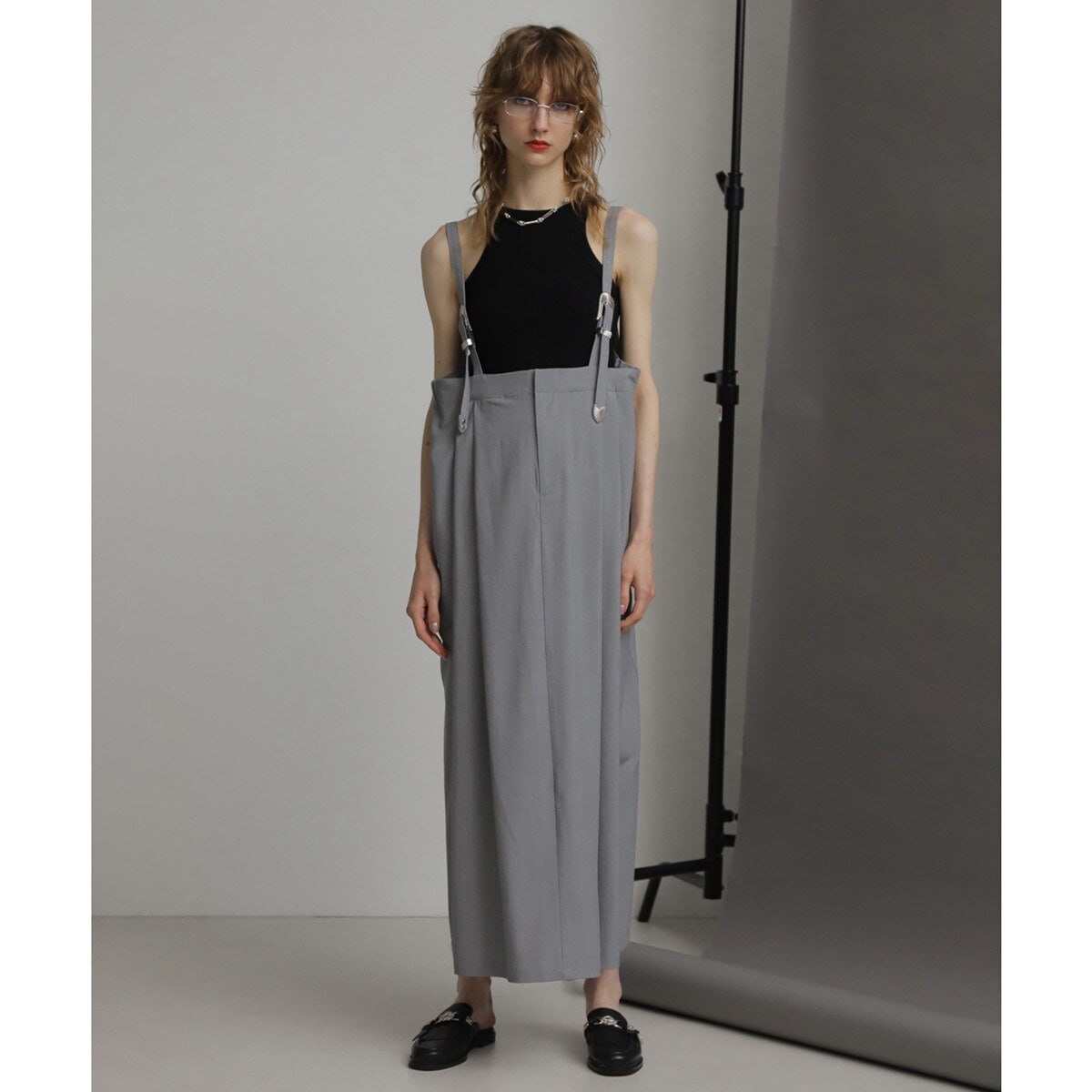 [�}���C](OKIRAKU×ROSEBUD)�E�G�X�^�� �o�b�N�� �V�����_�[�X�g���b�v �W�����p�[�X�J�[�g/���[�Y�o�b�h�iROSE BUD�j GREY