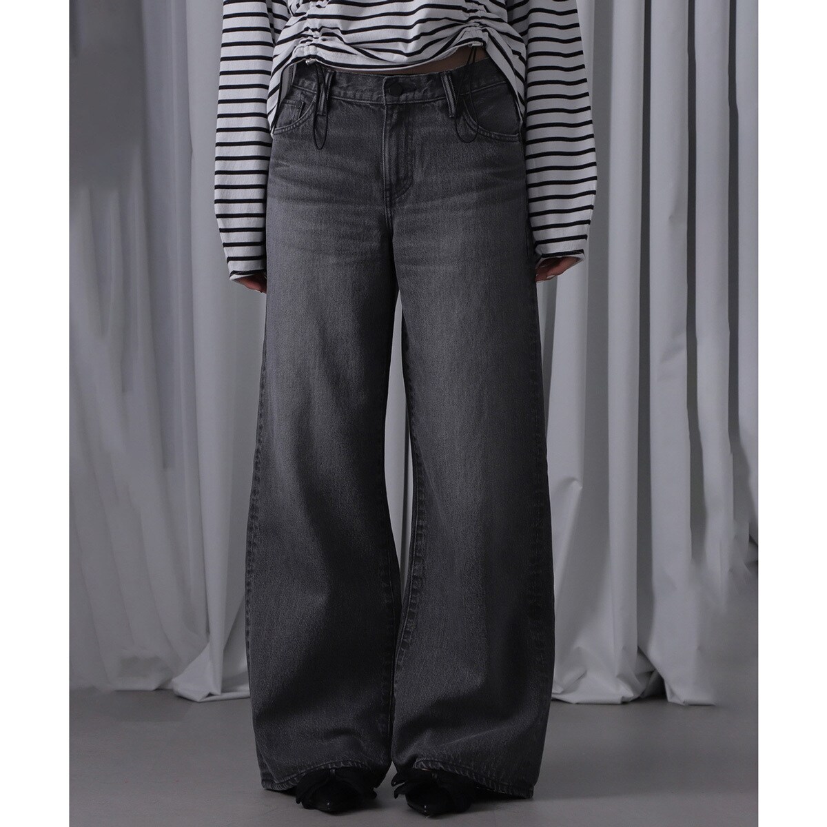 ローズバッド（ROSE BUD）/＜グレーROSE BUD限定カラー＞サーキュラーデニム ローライズワイド グレーROSE BUD限定カラー>サーキュラーデニム ローライズワイド