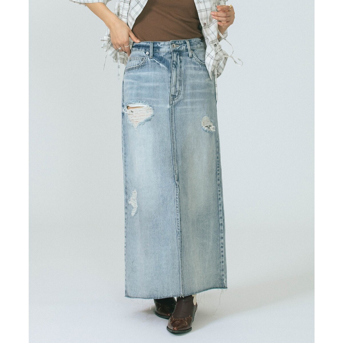 ローズバッド（ROSE BUD）/DAMEGE DENIM SKIRT DAMEGE DENIM SKIRT | ローズバッド(ROSE BUD) | マルイウェブチャネル