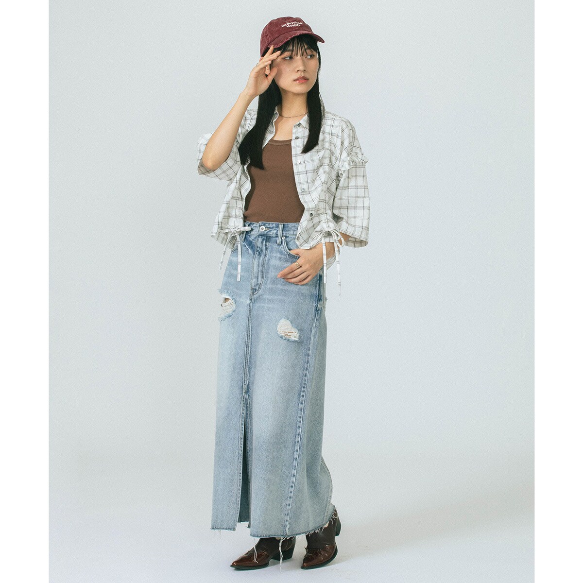 DAMEGE DENIM SKIRT | ローズバッド(ROSE BUD) | マルイウェブチャネル