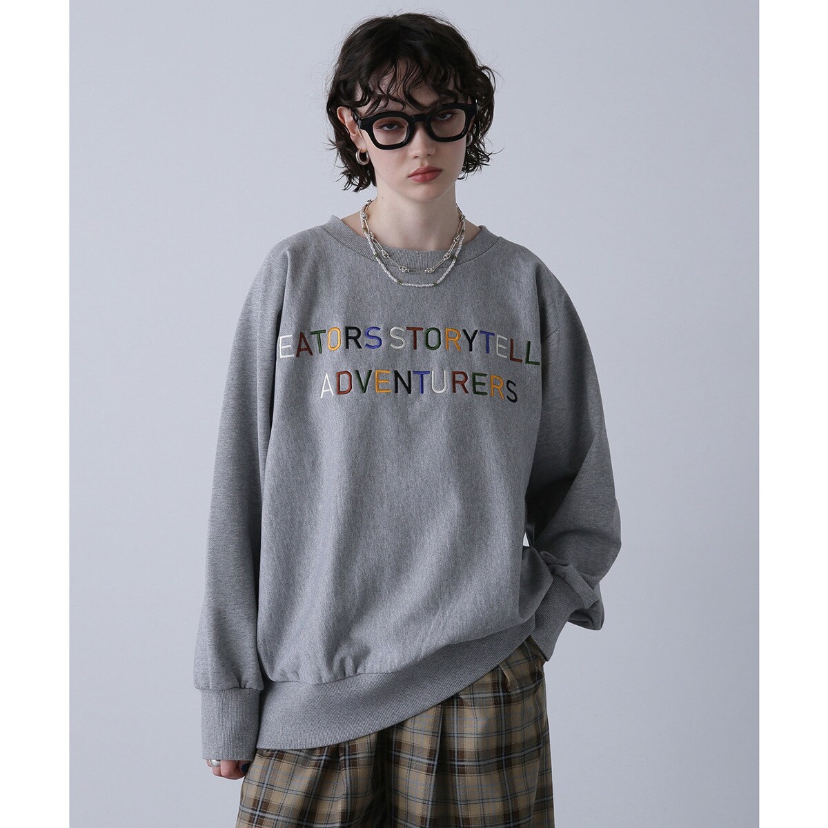 トレーナー スウェット (GENE HEAVENS)エンブロイダリークルーネックスウェット レディース GENE HEAVENS/エンブロイダリークルーネックスウェット | ローズ