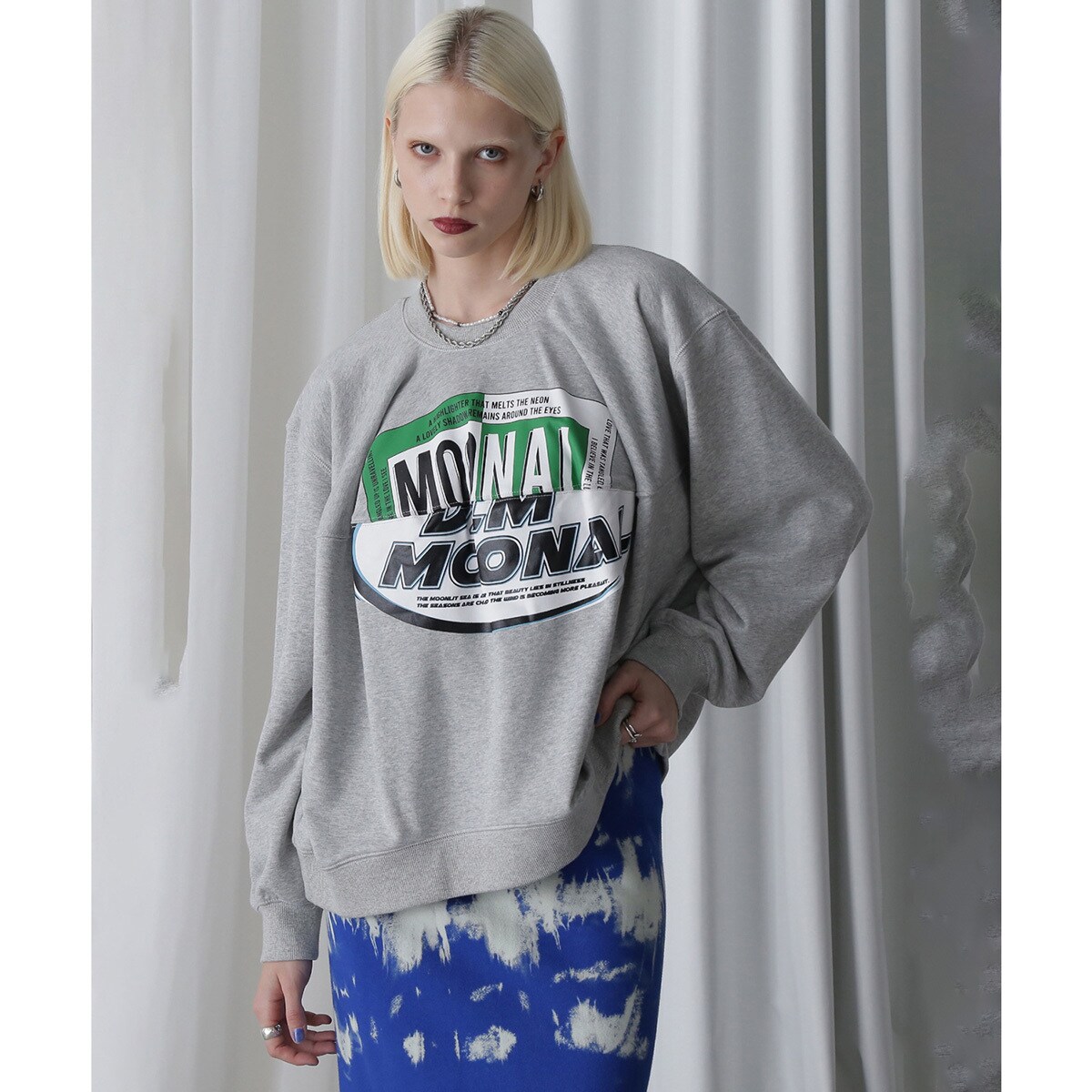 [�}���C]OKIRAKU×ROSEBUD/PANEL GRAPHIC SWEAT/���[�Y�o�b�h�iROSE BUD�j GREY