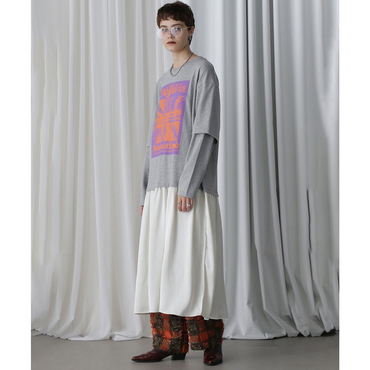 [�}���C]OKIRAKU×ROSEBUD/GRAPHIC PRINT DOCKING ONE-PIECE/���[�Y�o�b�h�iROSE BUD�j GREY