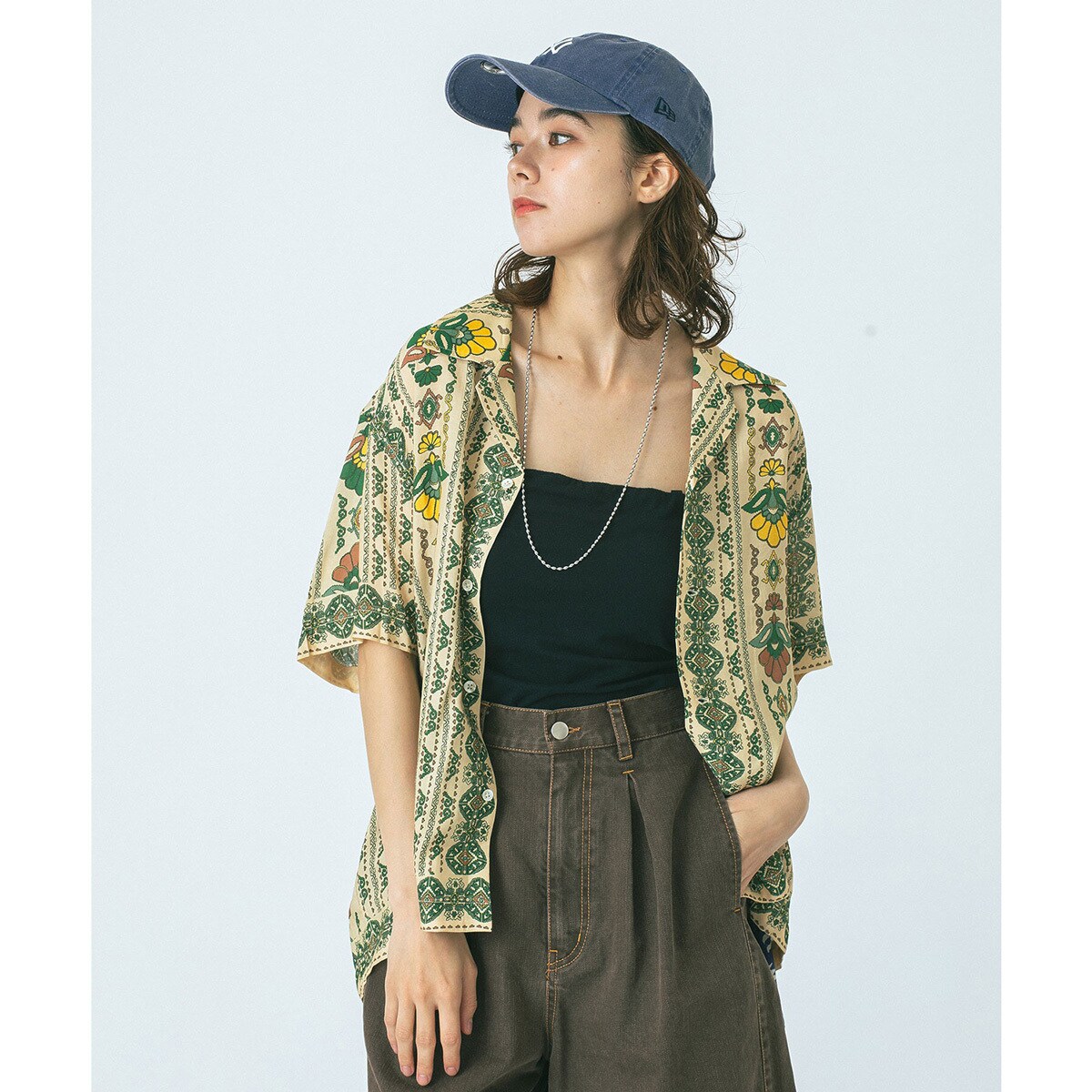 ローズバッド（ROSE BUD）/HLAADAforROSEBUD/FLOWER LINE SHORT SLEEVE SHIRTS HLAADAforROSEBUD/FLOWER LINE SHORT SLEEVE SHIRTS | ローズバッド