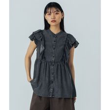 LIGHT OZ DENIM FRILL BLOUSE