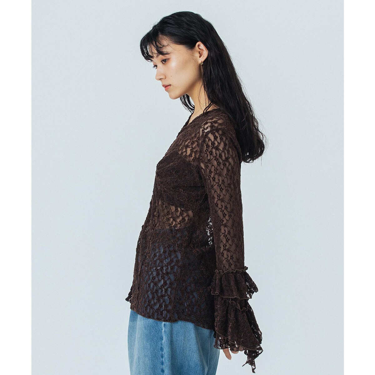 ROSEBUD CREOLME バイカラーレースチュニック トップスローズバッド CREOLME/LACE L/S TOP | ローズバッド(ROSE BUD) | マルイウェブ