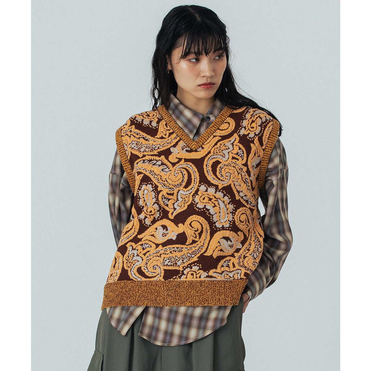 ローズバッド（ROSE BUD）/mici/PAISLEY JAQUARD KNIT VEST mici/PAISLEY JAQUARD KNIT VEST | ローズバッド(ROSE BUD) | マルイ