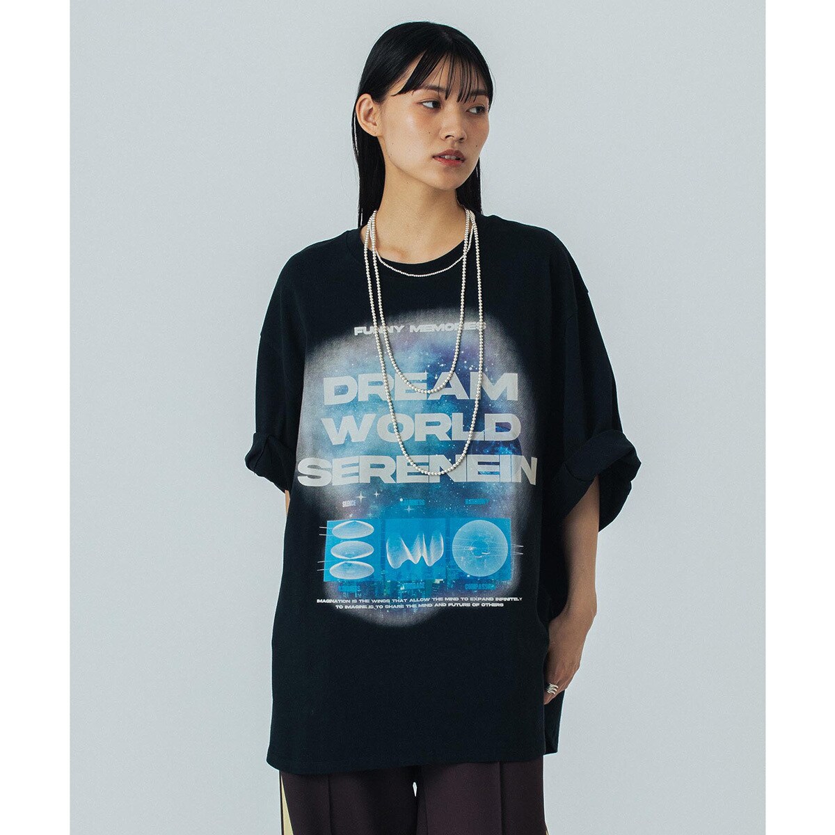 [}C]OKIRAKU×ROSEBUD/GRAPHIC BIG TEE/[YobhiROSE BUDj BLACK