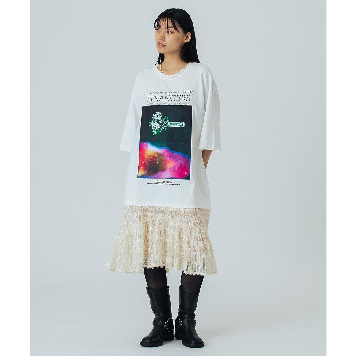 OKIRAKU×ROSE BUD ジョーゼット＆カットソーワンピース OKIRAKU（オキラク）の「(OKIRAKU×ROSE BUD)ジョーゼット