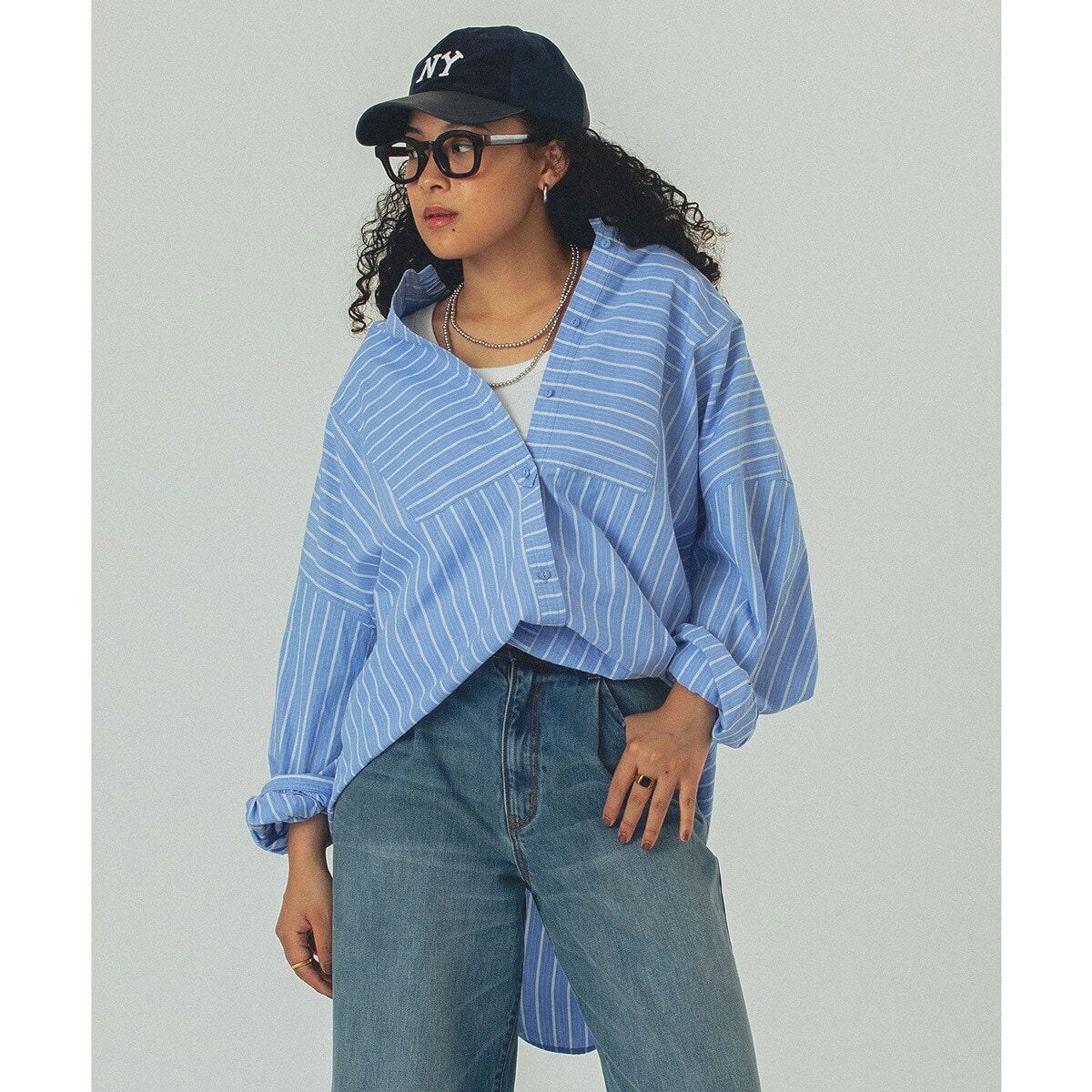 ローズバッド（ROSE BUD）/GENEHEAVENS/BACK OPEN STRIPE SHIRTS GENEHEAVENS/BACK OPEN STRIPE SHIRTS | ローズバッド(ROSE BUD