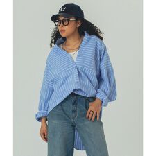 GENEHEAVENS/BACK OPEN STRIPE SHIRTS