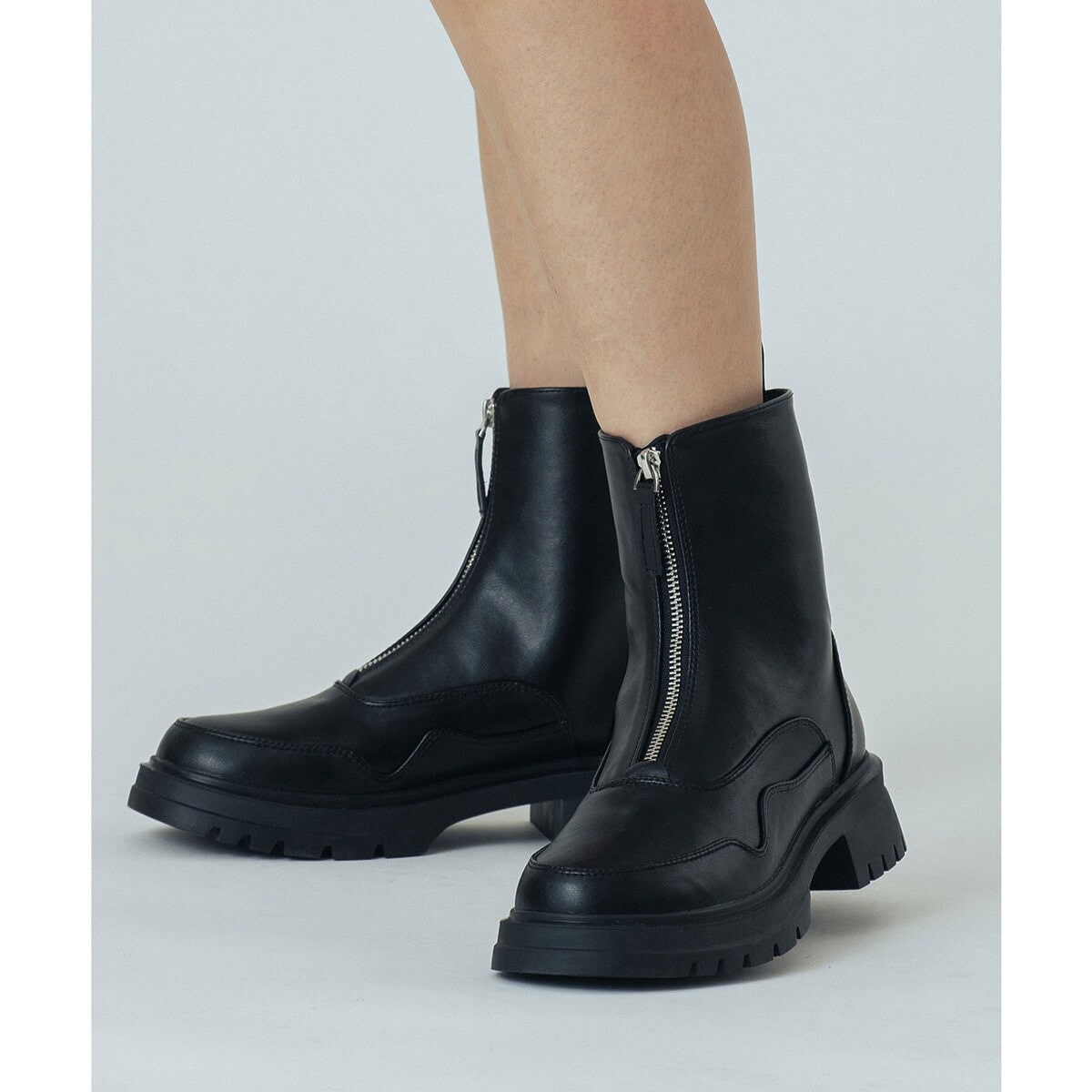 [}C]ZIP-UP BOOTS/[YobhiROSE BUDj BLACK