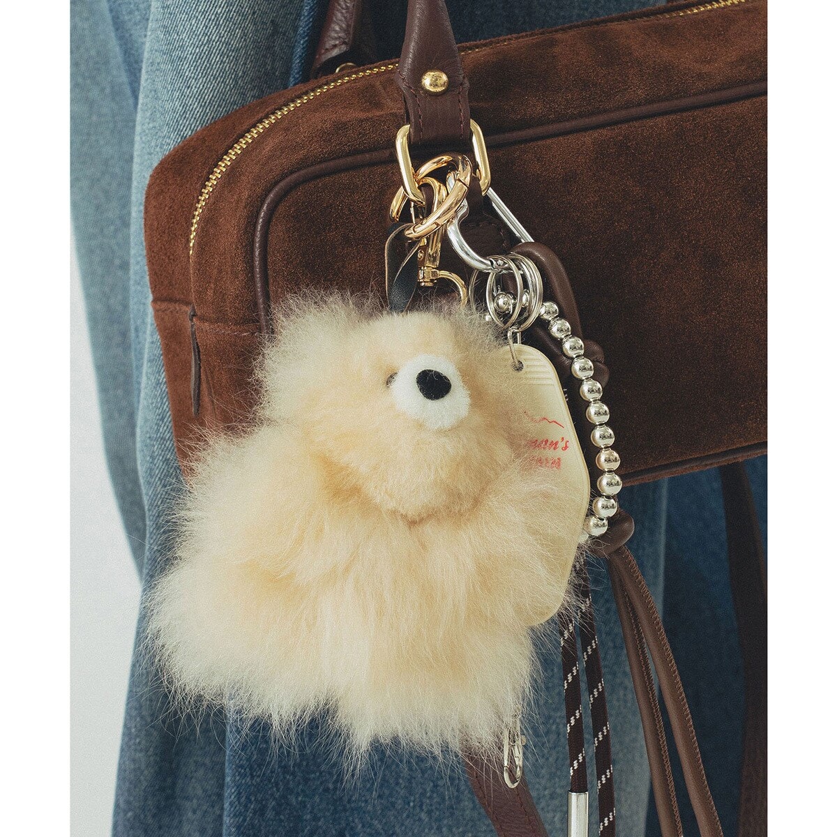 [}C]COSY SMALL BEAR BABY ALPACA KEY RING/[YobhiROSE BUDj BEIGE