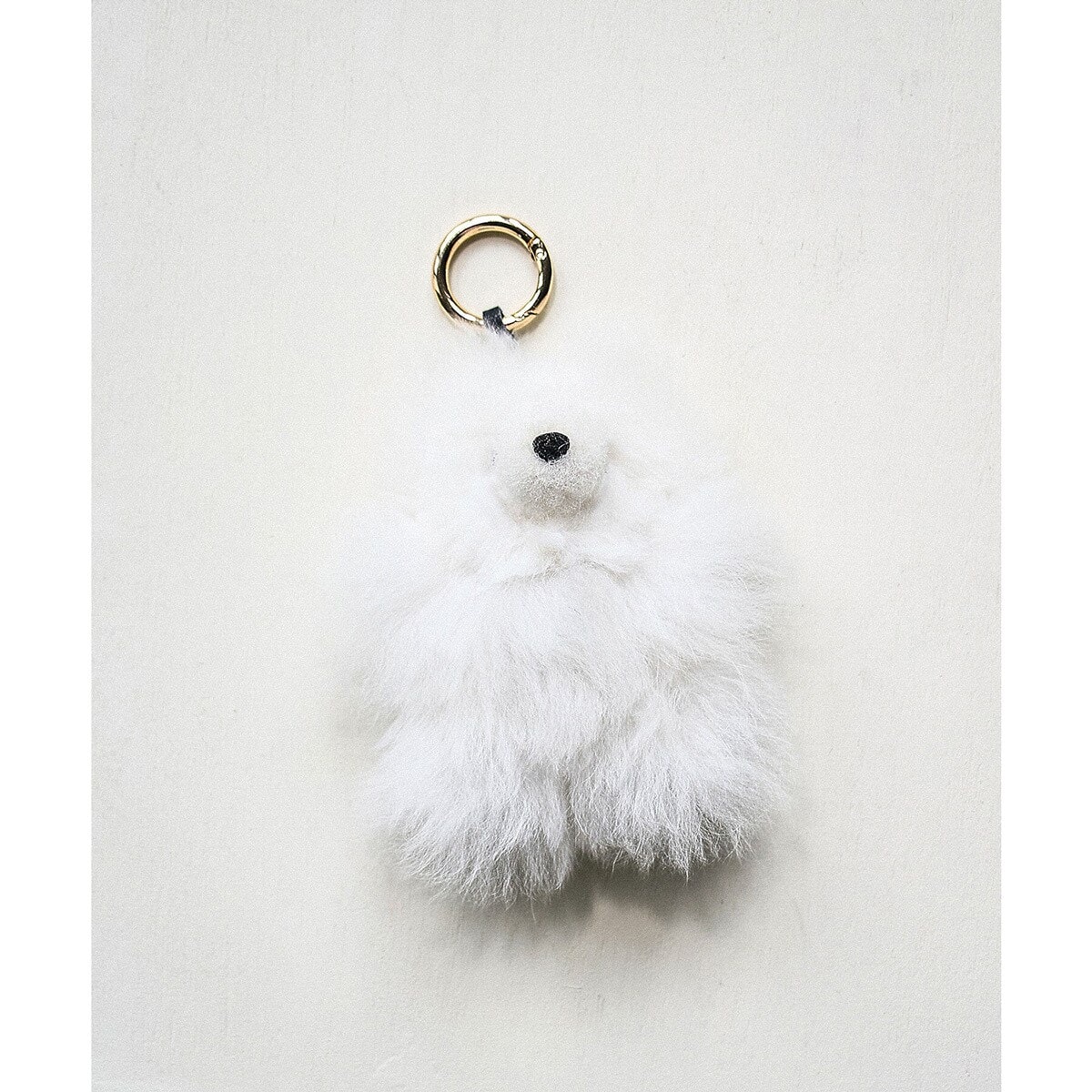 [}C]COSY SMALL BEAR BABY ALPACA KEY RING/[YobhiROSE BUDj WHITE