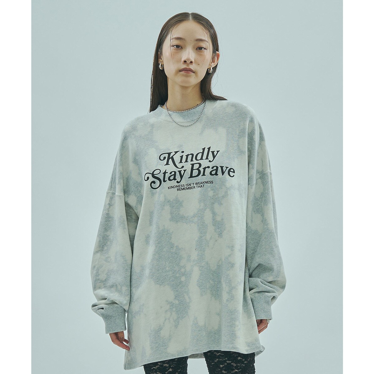 [}C]mag.by c/BLEACH L/S SWEAT/[YobhiROSE BUDj GREY