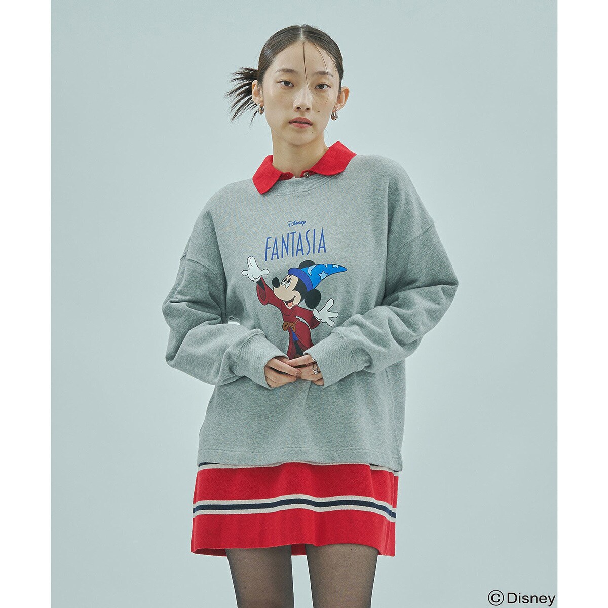 [}C]DISNEYwFANTASIAx/SWEAT TOP/[YobhiROSE BUDj GREY
