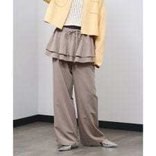 LAYERED SKIRT STRIPE PANTS