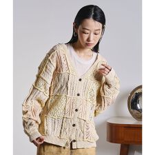 CREOLME/PATCHWORK KNIT CARDIGAN