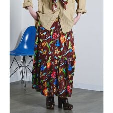 mici/PRINT GATHERED SKIRT